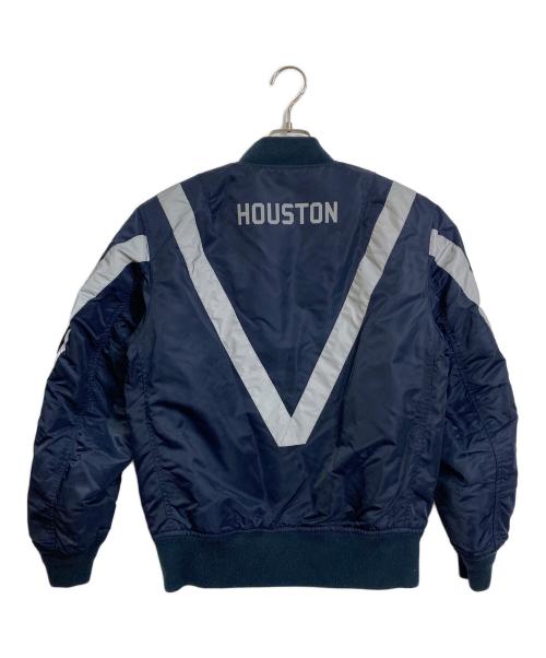 HOUSTON（ヒューストン）HOUSTON (ヒューストン) フライト ジャケット ミリタリー ロゴ リフレクター リフレクト REFLECT ネイビー サイズ:Mの古着・服飾アイテム