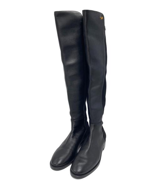 STUART WEITZMAN（スチュアートワイツマン）STUART WEITZMAN (スチュアートワイツマン) ロングブーツ　ローヒール ブラック サイズ:36の古着・服飾アイテム
