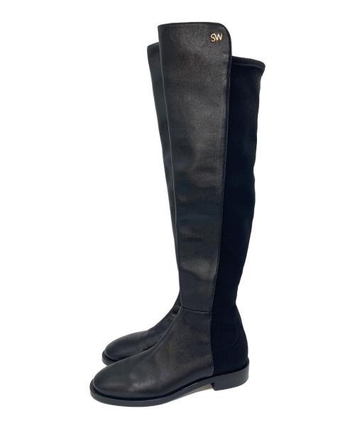 STUART WEITZMAN（スチュアートワイツマン）STUART WEITZMAN (スチュアートワイツマン) ロングブーツ　ローヒール ブラック サイズ:36の古着・服飾アイテム