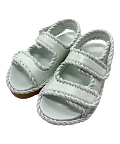 BOTTEGA VENETA（ボッテガベネタ）BOTTEGA VENETA (ボッテガベネタ) ジャック フラット サンダル　フラットサンダル　イタリア製 グリーン サイズ:38の古着・服飾アイテム