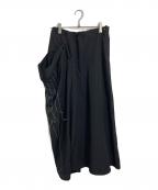 Y'sワイズ）の古着「シワギャバステッチデザインスカート　アシンメトリー　」｜ブラック