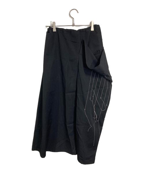 Y's（ワイズ）Y's (ワイズ) シワギャバステッチデザインスカート　アシンメトリー　 ブラック サイズ:2の古着・服飾アイテム