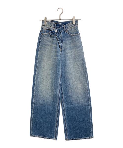 moussy（マウジー）moussy (マウジー) CROSS WAIST WIDE STRAIGHT  クロスウエストワイドストレート デニムパンツ ブルーの古着・服飾アイテム