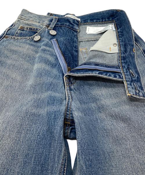 moussy（マウジー）moussy (マウジー) CROSS WAIST WIDE STRAIGHT  クロスウエストワイドストレート デニムパンツ ブルーの古着・服飾アイテム