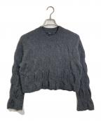 theoryセオリー）の古着「CROP PO CABLE ケーブルカシミヤニット　長袖ニット　デザインニット」｜グレー