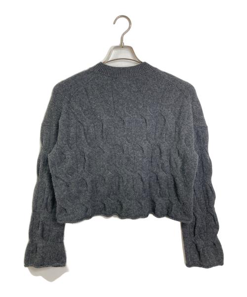 theory（セオリー）theory (セオリー) CROP PO CABLE ケーブルカシミヤニット　長袖ニット　デザインニット グレー サイズ:Sの古着・服飾アイテム