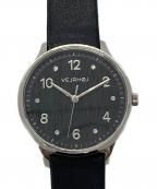 VEJRHOJヴェアホイ）の古着「腕時計　アナログ時計　5ATM　天然クルミ材文字盤　本革レザー」｜ブラック