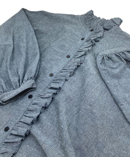 12closet（トゥエルブクローゼット）12closet (トゥエルブクローゼット) 【洗える】リネンフリルブラウス　石上美津江さんコラボ ブルー サイズ:FREEの古着・服飾アイテム