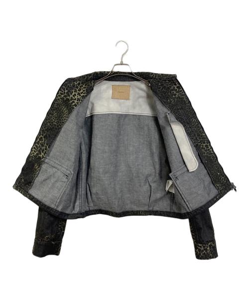 TAAKK（ターク）TAAKK (ターク) MIX TURE DENIM ZIP BLOUSON   レオパード　ジップブルゾン  25AW キメラ ブラック×グリーン サイズ:3の古着・服飾アイテム