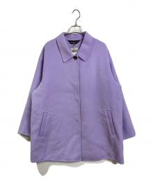 INDIVI（インディヴィ）の古着「ステンカラーリバーコート　ウールコート　ロングコート」｜パープル