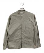 STEVEN ALANスティーブンアラン）の古着「BUTTER-G BOX BAND COLLAR SHIRT-BOLD/シャツ　ノーカラーシャツ　コットンシャツ　日本製」｜ベージュ