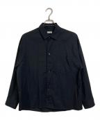 STEVEN ALANスティーブンアラン）の古着「TW/TRO WORKN REGULAR COLLAR SHIRT/シャツ　長袖シャツ　日本製」｜ブラック