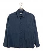 STEVEN ALANスティーブンアラン）の古着「TW/TRO WORKN REGULAR COLLAR SHIRT/シャツ　長袖シャツ　ポリエステル混シャツ　日本製」｜ネイビー