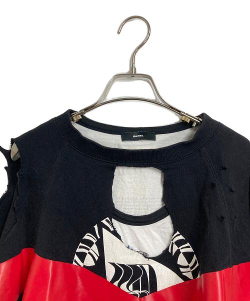 DIESEL（ディーゼル）DIESEL (ディーゼル) F-TANUI SWEAT-SHIRT/クラッシュスウェット ブラック サイズ:XSの古着・服飾アイテム