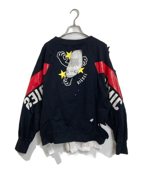 DIESEL（ディーゼル）DIESEL (ディーゼル) F-TANUI SWEAT-SHIRT/クラッシュスウェット ブラック サイズ:XSの古着・服飾アイテム