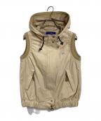 BURBERRY BLUE LABELバーバリーロンドンブルーレーベル）の古着「ホース刺繍裏メッシュベスト　アウター　ライトアウター　日本製」｜ベージュ
