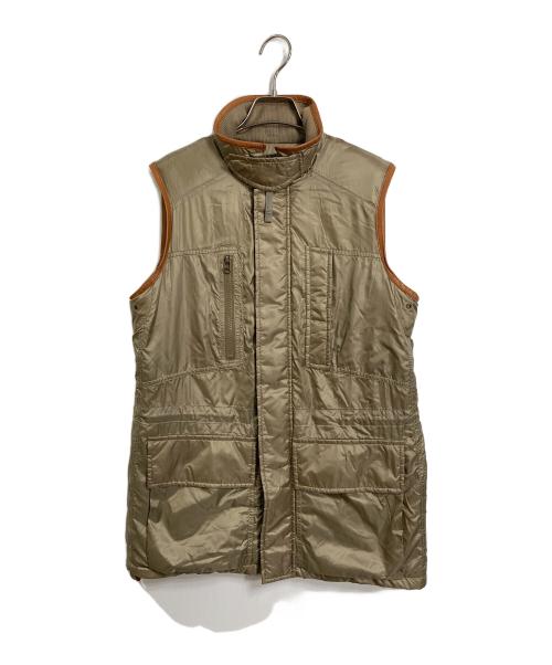 RALPH LAUREN（ラルフローレン）RALPH LAUREN (ラルフローレン) レザートリムナイロンダウンベスト　アウター　ライトアウター オリーブ サイズ:Mの古着・服飾アイテム