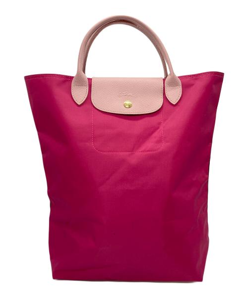 LONGCHAMP（ロンシャン）LONGCHAMP (ロンシャン) バイカラー ル プリアージュ リプレイ トップハンドルバッグ FUCHSIA フクシャ ピンク サイズ:実寸参照の古着・服飾アイテム