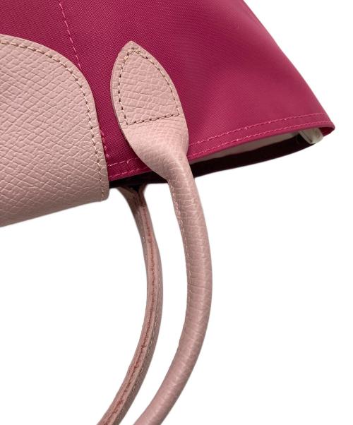 LONGCHAMP（ロンシャン）LONGCHAMP (ロンシャン) バイカラー ル プリアージュ リプレイ トップハンドルバッグ FUCHSIA フクシャ ピンク サイズ:実寸参照の古着・服飾アイテム