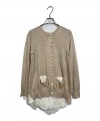 sacai luckサカイラック）の古着「バック切替クルーネックカーディガン　長袖カーディガン　デザインカーディガン」｜ベージュ