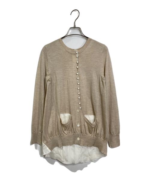 sacai luck（サカイラック）sacai luck (サカイラック) バック切替クルーネックカーディガン　長袖カーディガン　デザインカーディガン ベージュ サイズ:2の古着・服飾アイテム