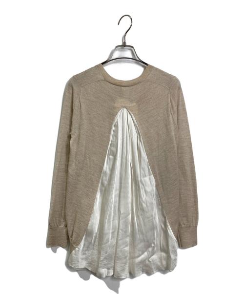 sacai luck（サカイラック）sacai luck (サカイラック) バック切替クルーネックカーディガン　長袖カーディガン　デザインカーディガン ベージュ サイズ:2の古着・服飾アイテム