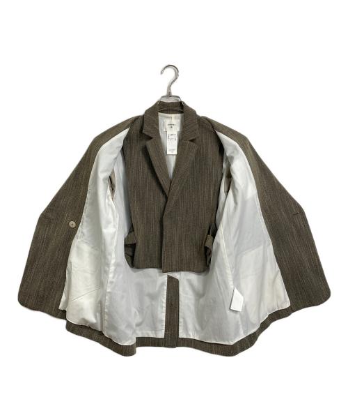 Ameri（アメリ）AMERI (アメリ) CONVERTIBLE HERRINGBONE JACKET/SET UP コンバーチブル　ヘリンボーン　ジャケット　セットアップ オリーブ サイズ:2の古着・服飾アイテム