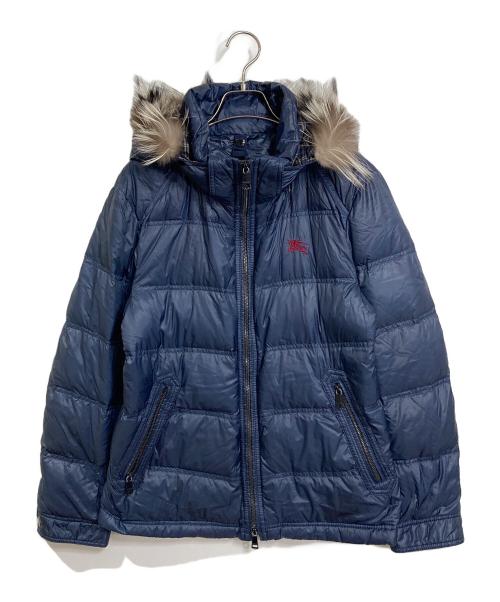 BURBERRY BLACK LABEL（バーバリーブラックレーベル）BURBERRY BLACK LABEL (バーバリーブラックレーベル) ファーフード付ダウンジャケット　 ネイビー サイズ:Mの古着・服飾アイテム