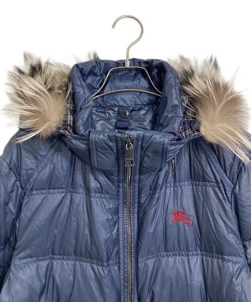 BURBERRY BLACK LABEL（バーバリーブラックレーベル）BURBERRY BLACK LABEL (バーバリーブラックレーベル) ファーフード付ダウンジャケット　 ネイビー サイズ:Mの古着・服飾アイテム