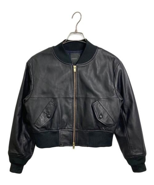 Noble（ノーブル）Noble (ノーブル) ラムレザーMA-1ブルゾン　アウター　ライトアウター　レザージャケット ブラック サイズ:36の古着・服飾アイテム