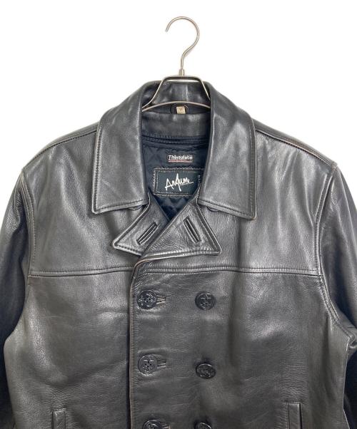 Anjum Collections（アンジュム・コレクションズ）Anjum Collections (アンジュム・コレクションズ) 【古着】レザーPコート　 ブラック サイズ:Mの古着・服飾アイテム