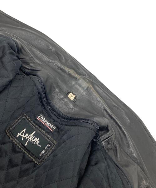 Anjum Collections（アンジュム・コレクションズ）Anjum Collections (アンジュム・コレクションズ) 【古着】レザーPコート　 ブラック サイズ:Mの古着・服飾アイテム