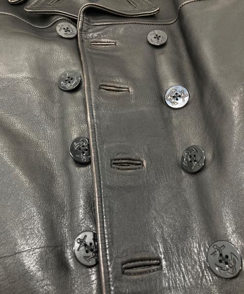 Anjum Collections（アンジュム・コレクションズ）Anjum Collections (アンジュム・コレクションズ) 【古着】レザーPコート　 ブラック サイズ:Mの古着・服飾アイテム