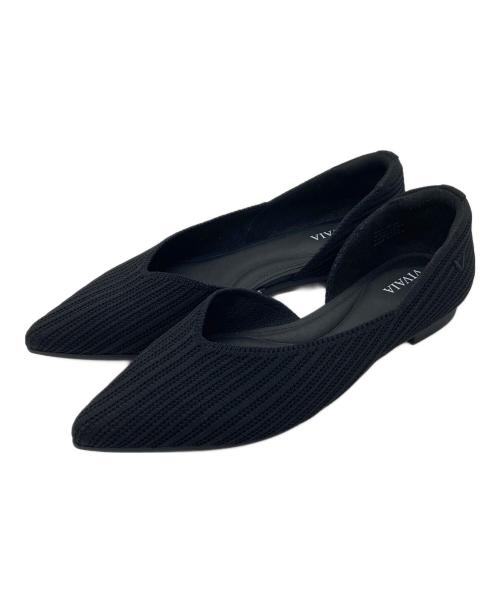 VIVAIA（ビバイア）vivaia (ビバイア) ポインテッドトゥVカットフラットシューズ ブラック サイズ:35の古着・服飾アイテム
