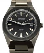 CITIZENシチズン）の古着「腕時計　ATTESA 光発電エコ・ドライブ　電波ソーラー　アナログ　10気圧防水」｜ブラック×シルバー