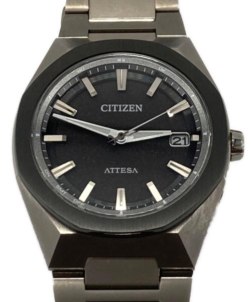 CITIZEN（シチズン）CITIZEN (シチズン) 腕時計　ATTESA 光発電エコ・ドライブ　電波ソーラー　アナログ　10気圧防水 ブラック×シルバー サイズ:実寸参照の古着・服飾アイテム
