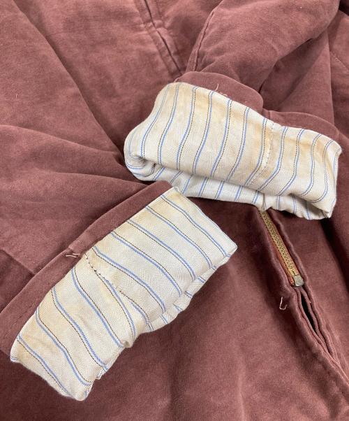 French Army（フランス軍）French Army (フランス軍) 【古着】French Brown Moleskin Zip Jacket モールスキンジャケット　アウター　ECLARジップ 40年代～50年代 ブラウン サイズ:実寸参照の古着・服飾アイテム