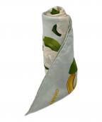 CHANELシャネル）の古着「カメリア総柄スカーフ　シルクスカーフ　イタリア製　」｜スカイブルー