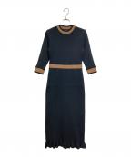 BARNEYS NEWYORKバーニーズ・ニューヨーク）の古着「ウォッシャブルタイトニットドレス　ロングワンピース　ロングドレス　日本製」｜ブラック