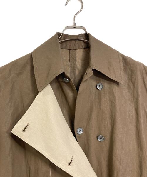 Acne studios（アクネ ストゥディオズ）ACNE STUDIOS (アクネ ストゥディオス) オーバーサイズ ダブルブレスト リネン トレンチコート　ロングコート　イタリア製 ブラウン サイズ:34の古着・服飾アイテム
