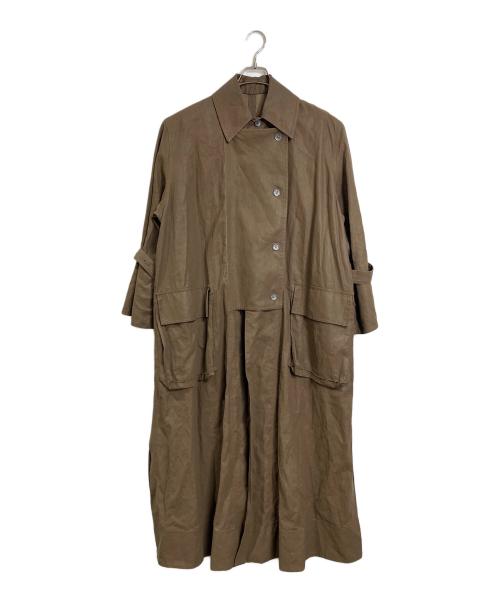Acne studios（アクネ ストゥディオズ）ACNE STUDIOS (アクネ ストゥディオス) オーバーサイズ ダブルブレスト リネン トレンチコート　ロングコート　イタリア製 ブラウン サイズ:34の古着・服飾アイテム
