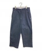 FOLLフォル）の古着「peach skin bio wardrobe chino ピーチスキン チノパンツ 2025AW モールスキン風 高密度 チノクロス ワイドパンツ ストレート ワークパンツ　日本製」｜ネイビー