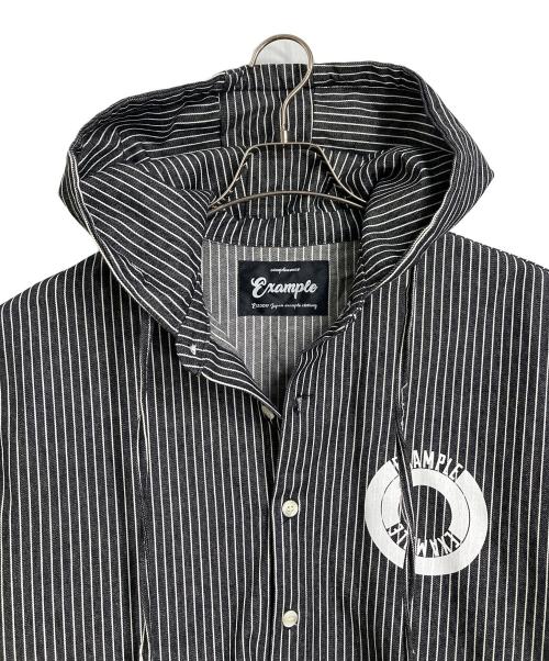 EXAMPLE（エグザンプル）EXAMPLE (エグザンプル) デニムアウターシャツ　アウター　ライトアウター　パーカー　ストライプ　 ブラック×ホワイト サイズ:実寸参照の古着・服飾アイテム