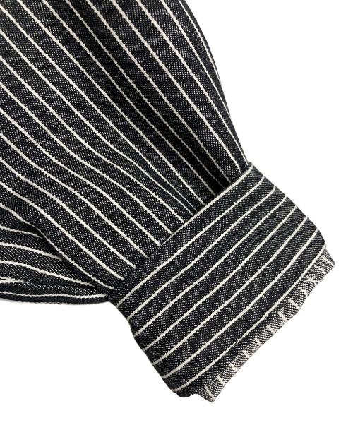 EXAMPLE（エグザンプル）EXAMPLE (エグザンプル) デニムアウターシャツ　アウター　ライトアウター　パーカー　ストライプ　 ブラック×ホワイト サイズ:実寸参照の古着・服飾アイテム