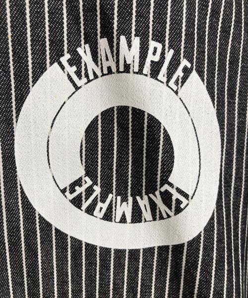 EXAMPLE（エグザンプル）EXAMPLE (エグザンプル) デニムアウターシャツ　アウター　ライトアウター　パーカー　ストライプ　 ブラック×ホワイト サイズ:実寸参照の古着・服飾アイテム