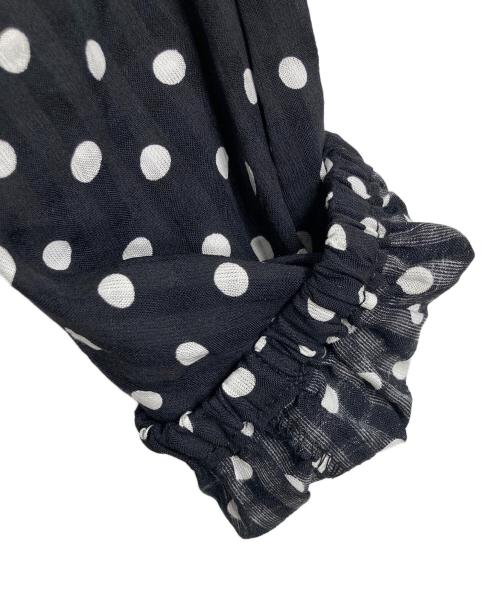 BEARDSLEY（ビアズリー）BEARDSLEY (ビアズリー) ドットギャザーワンピース　長袖ワンピース　ロングワンピース ブラック×ホワイト サイズ:1 未使用品の古着・服飾アイテム