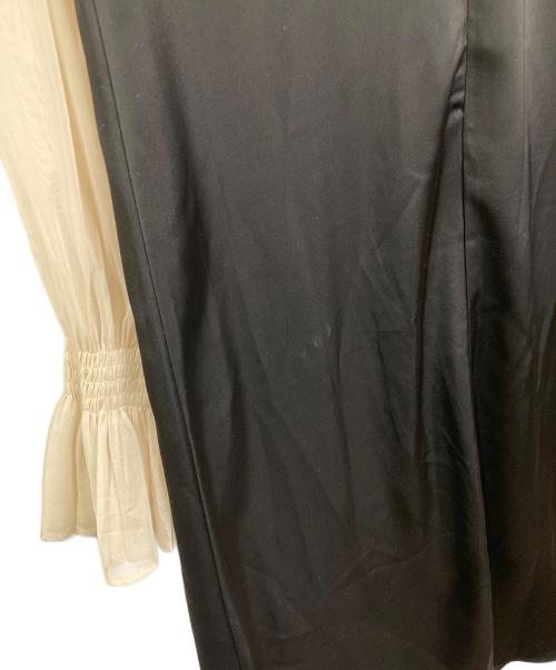sahara（サハラ）sahara (サハラ) TulleSleeveSatin Dress ドレスワンピース　長袖ワンピース　25SS ブラック×ベージュ サイズ:実寸参照の古着・服飾アイテム