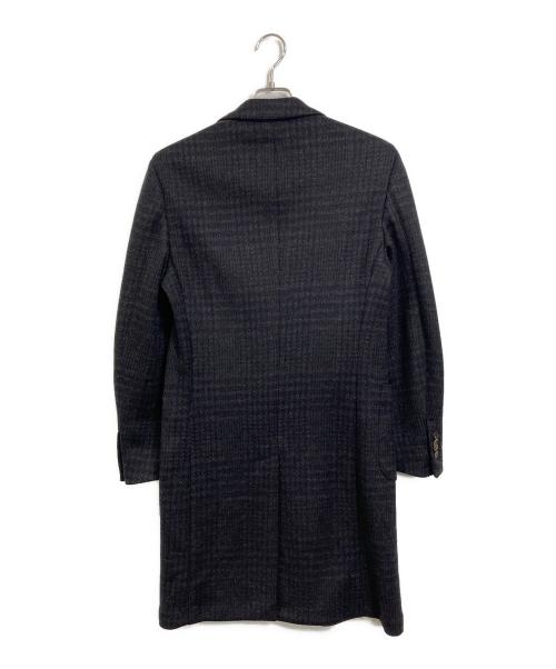 LARDINI（ラルディーニ）LARDINI (ラルディーニ) シングルチェスターコート チェック柄　 ブラウン×ネイビー サイズ:46の古着・服飾アイテム