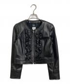 Reneルネ）の古着「フリル付きフェイクレザージャケット」｜ブラック