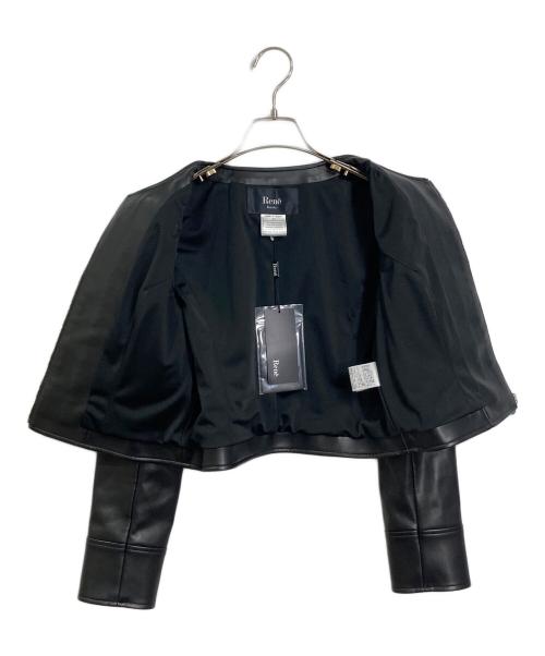 Rene（ルネ）Rene (ルネ) フリル付きフェイクレザージャケット ブラック サイズ:34の古着・服飾アイテム
